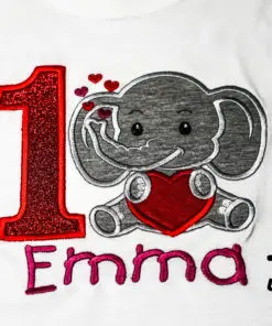 Kinder T-Shirt Elephant Herz personalisiert, Shirt bestickt, Geburtstagsshirt KIN-Kinder 2