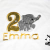 Kinder T-Shirt gehender Elephant Shirt mit Zahl, Namen & Motiv, personalisiert, Geburtstag Kinder, Geburtstagsshirt, Stickerei | bestickt, Babybody