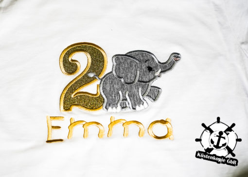 Kinder Langarmshirt gehender Elephant personalisiert, Shirt bestickt, Geburtstagsshirt K-Lang 2