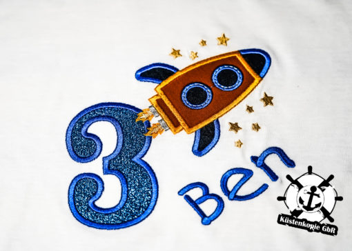 Kinder T-Shirt Rakete personalisiert, Shirt bestickt, Geburtstagsshirt KIN-Kinder 2