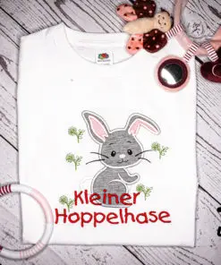 Kinder T-Shirt Häschen personalisiert, Shirt bestickt, Geburtstagsshirt KIN-Kinder