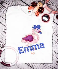 Kinder T-Shirt Flamingo personalisiert, Shirt bestickt, Geburtstagsshirt KIN-Kinder