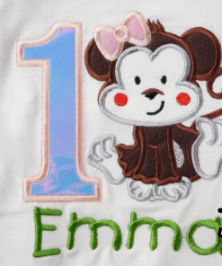 Kinder T-Shirt Affenmädchen personalisiert, Shirt bestickt, Geburtstagsshirt KIN-Kinder 2