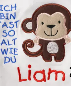 Kinder Langarmshirt Affe personalisiert, Shirt bestickt, Geburtstagsshirt K-Lang 2