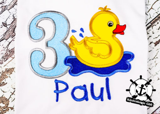 Kinder Langarmshirt Ente personalisiert, Shirt bestickt, Geburtstagsshirt K-Lang 2