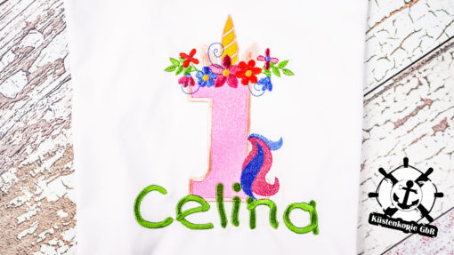 Kinder T-Shirt Einhorn Nummer personalisiert, Shirt bestickt, Geburtstagsshirt KIN-Kinder 2