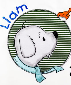 Kinder Langarmshirt Button Hund personalisiert, Shirt bestickt, Geburtstagsshirt K-Lang 2