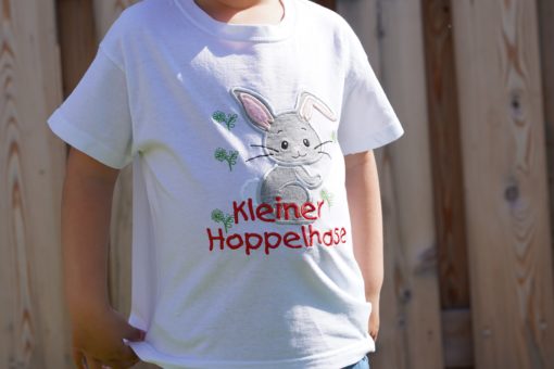 Kinder T-Shirt Häschen personalisiert, Shirt bestickt, Geburtstagsshirt KIN-Kinder 10