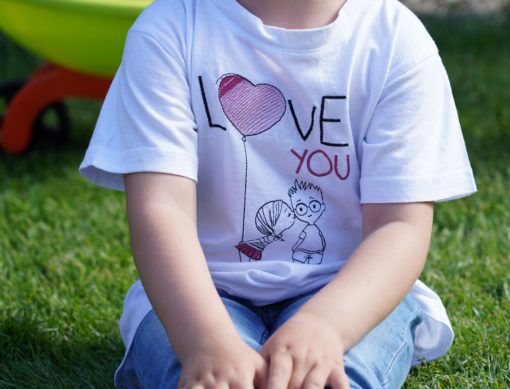 Kinder T-Shirt Paar Luftballon personalisiert, Shirt bestickt, Geburtstagsshirt KIN-Kinder 10