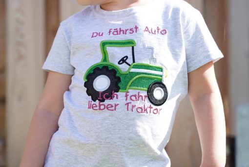 Kinder T-Shirt Traktor personalisiert, Shirt bestickt, Geburtstagsshirt KIN-Kinder 9