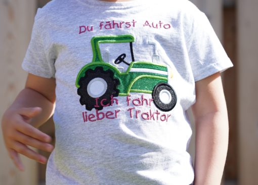 Kinder T-Shirt Traktor personalisiert, Shirt bestickt, Geburtstagsshirt KIN-Kinder 10