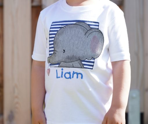 Kinder T-Shirt Elephant Herz personalisiert, Shirt bestickt, Geburtstagsshirt KIN-Kinder 10