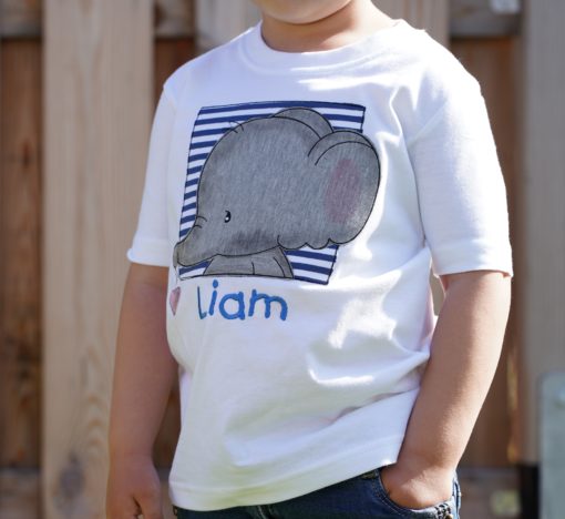 Kinder T-Shirt Elephant Herz personalisiert, Shirt bestickt, Geburtstagsshirt KIN-Kinder 9